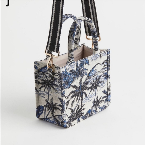 NWT H&M Small Dior-like Jacquard Tote Bag - Picture 3 of 4